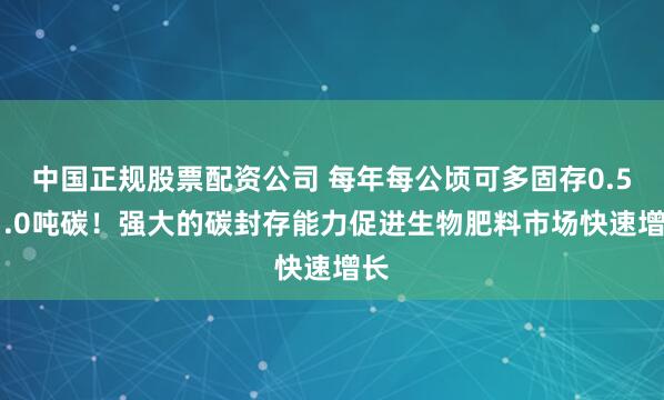 中国正规股票配资公司 每年每公顷可多固存0.5~1.0吨碳！强大的碳封存能力促进生物肥料市场快速增长